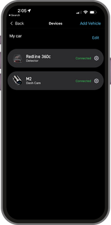 Drivesmarter phone app multiple device settings management screen