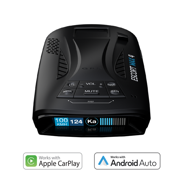 Escort MAX 4 portable radar detector with apple carplay compatibility