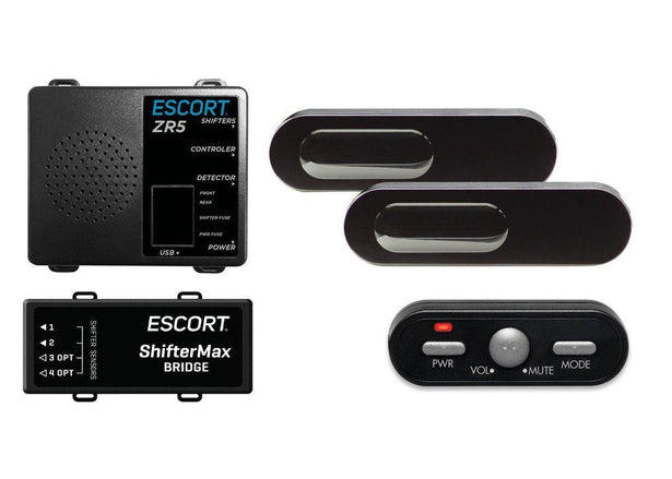 escort ZR5 laser shifter product image controller with 2 shifters bridge and speaker