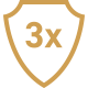 triple 3x protection icon